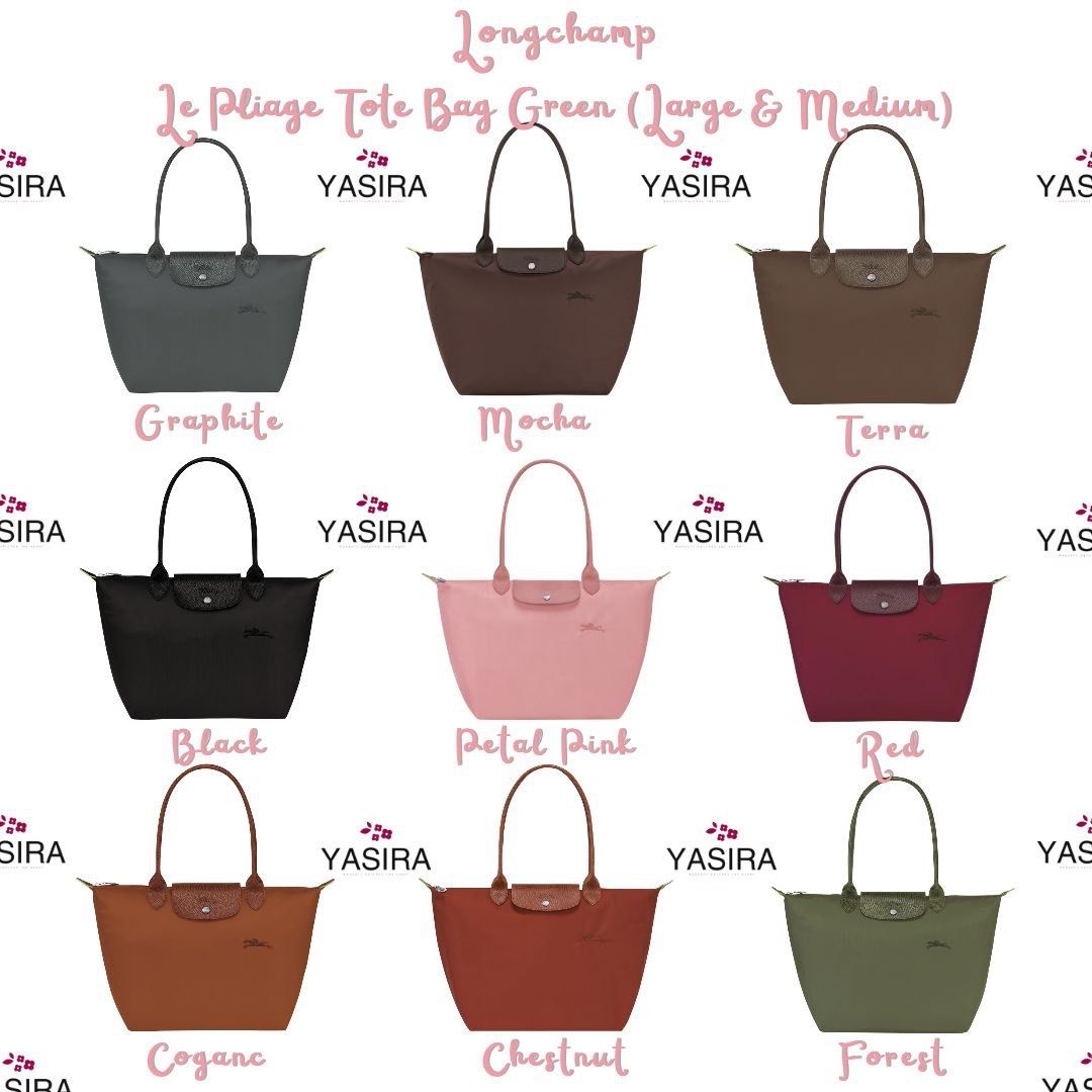 Longchamp Le Pliage Green (MEDIUM) Long Handle