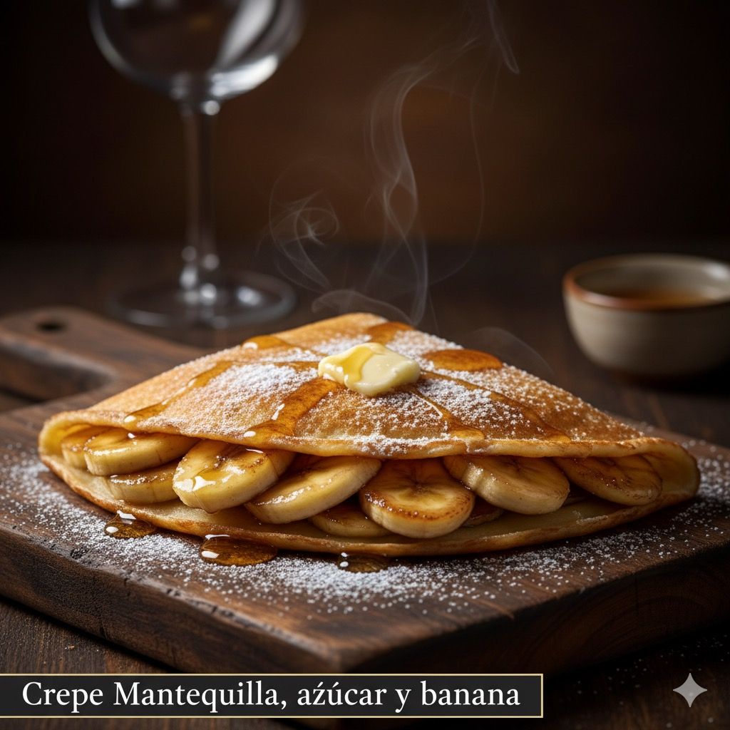 Crepe Mantequilla, azúcar y banana