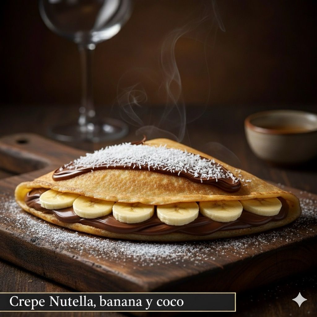 Crepe Nutella, banana y coco