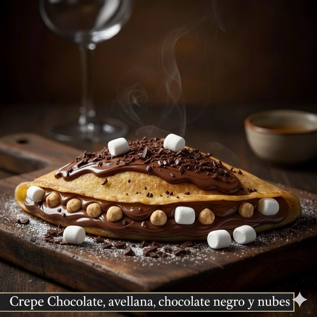 Crepe Chocolate, avellana, chocolate negro y nubes