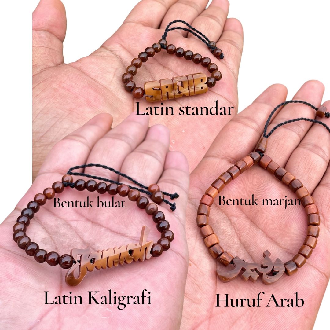 Gelang Timbul Nama kaligrafi Arab Standar Bulat Marjan