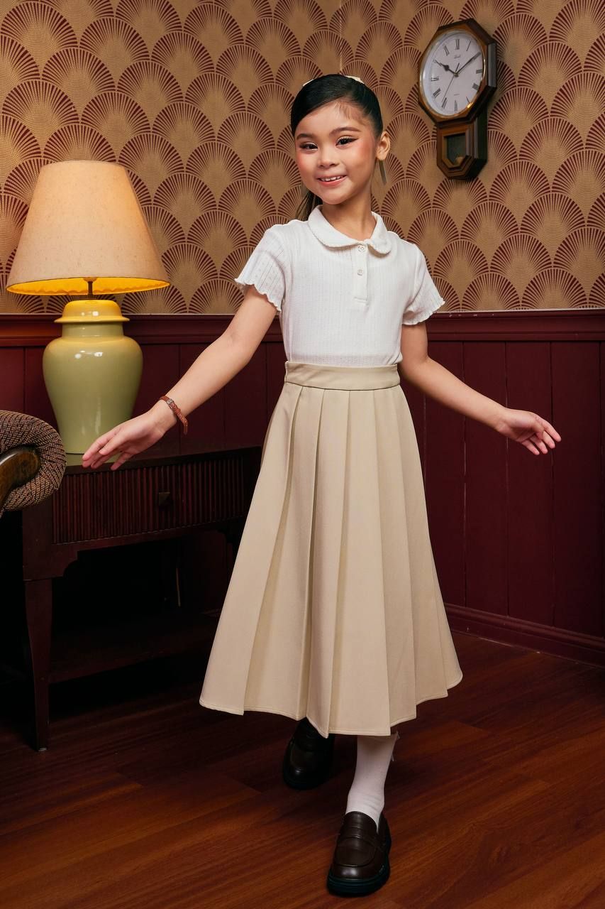 (Pre-order) She Dazzle Kids Thalia Mini Skirt - Sand Beige