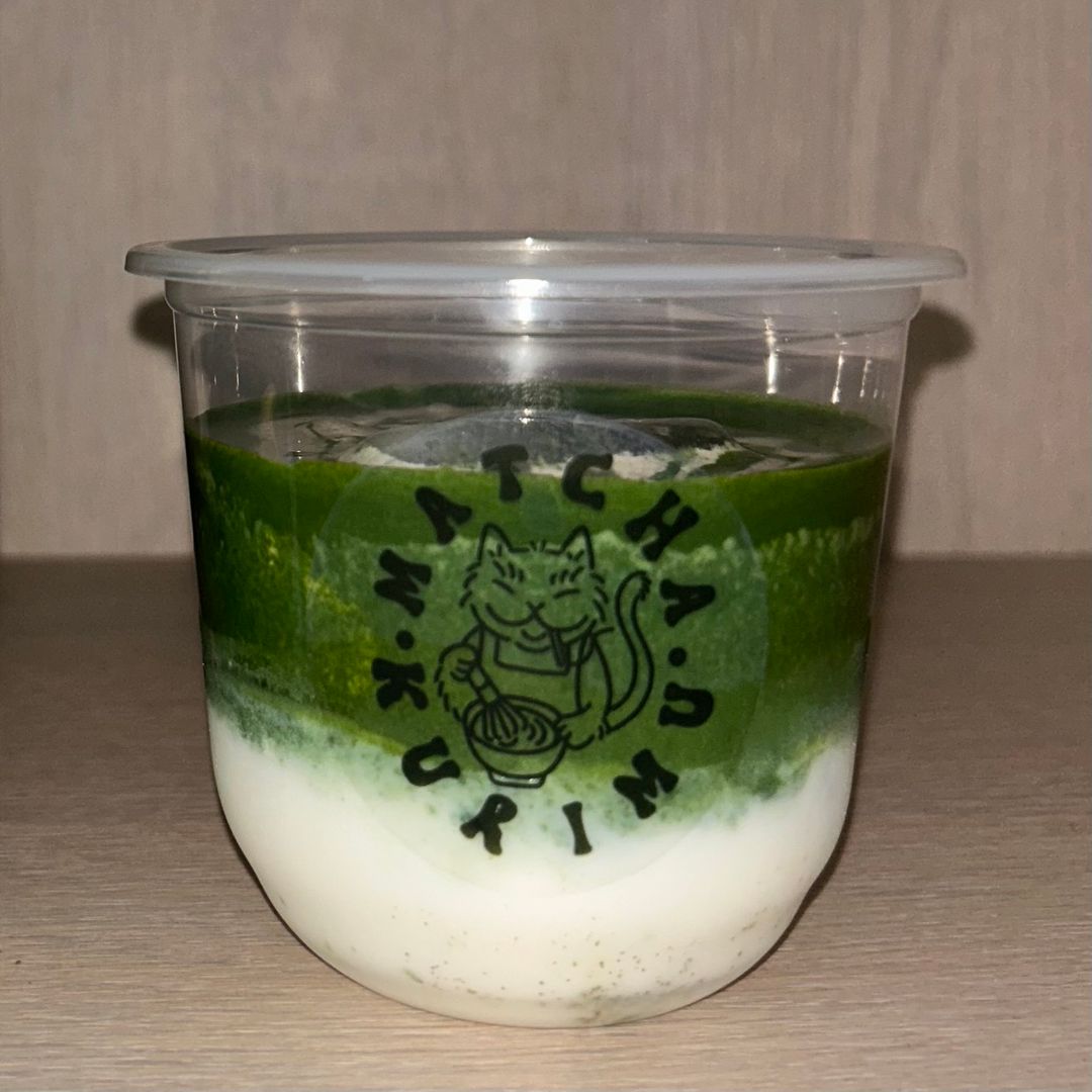 Geisha blossom tea cold foam matcha latte 