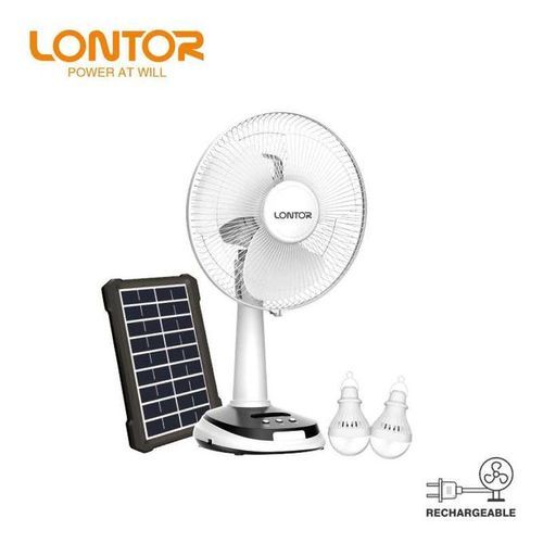 Lontor 12 Inch Rechargeable Table Fan With Solar Panel
