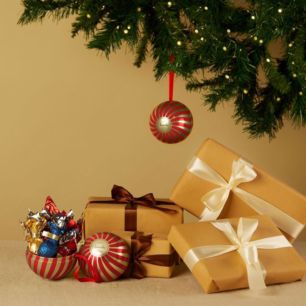 2025 XMAS BAUBLE RED TIN ALICE ASSORTED CHOCOLATES