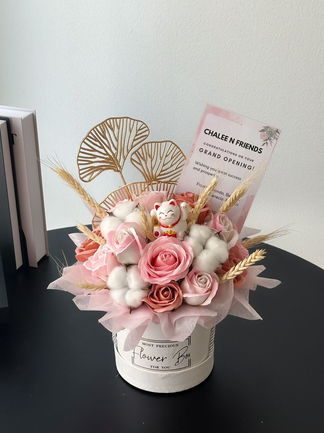 Lucky Cat Grand Opening Flower Box