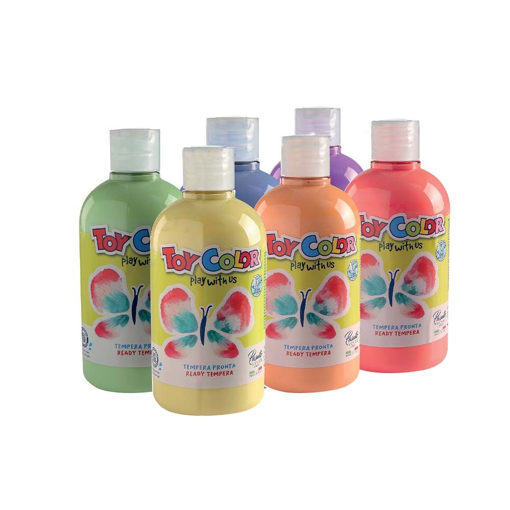 Toy Color Superwashable Ready-Mix Pastel Tempera Paint - Bulk Pack 6 x 500ml 