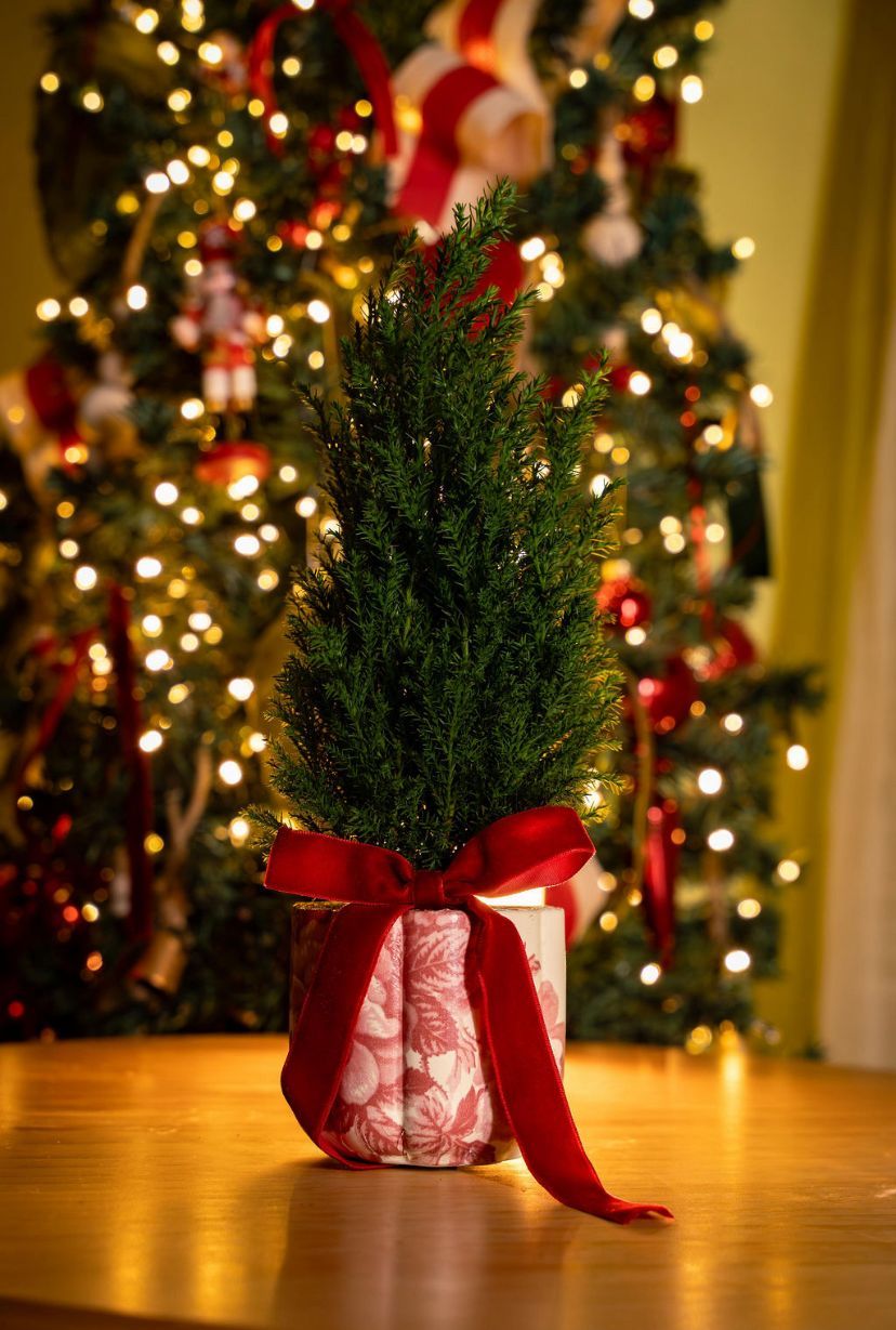 Pino navideño macetero flora 4" rojo