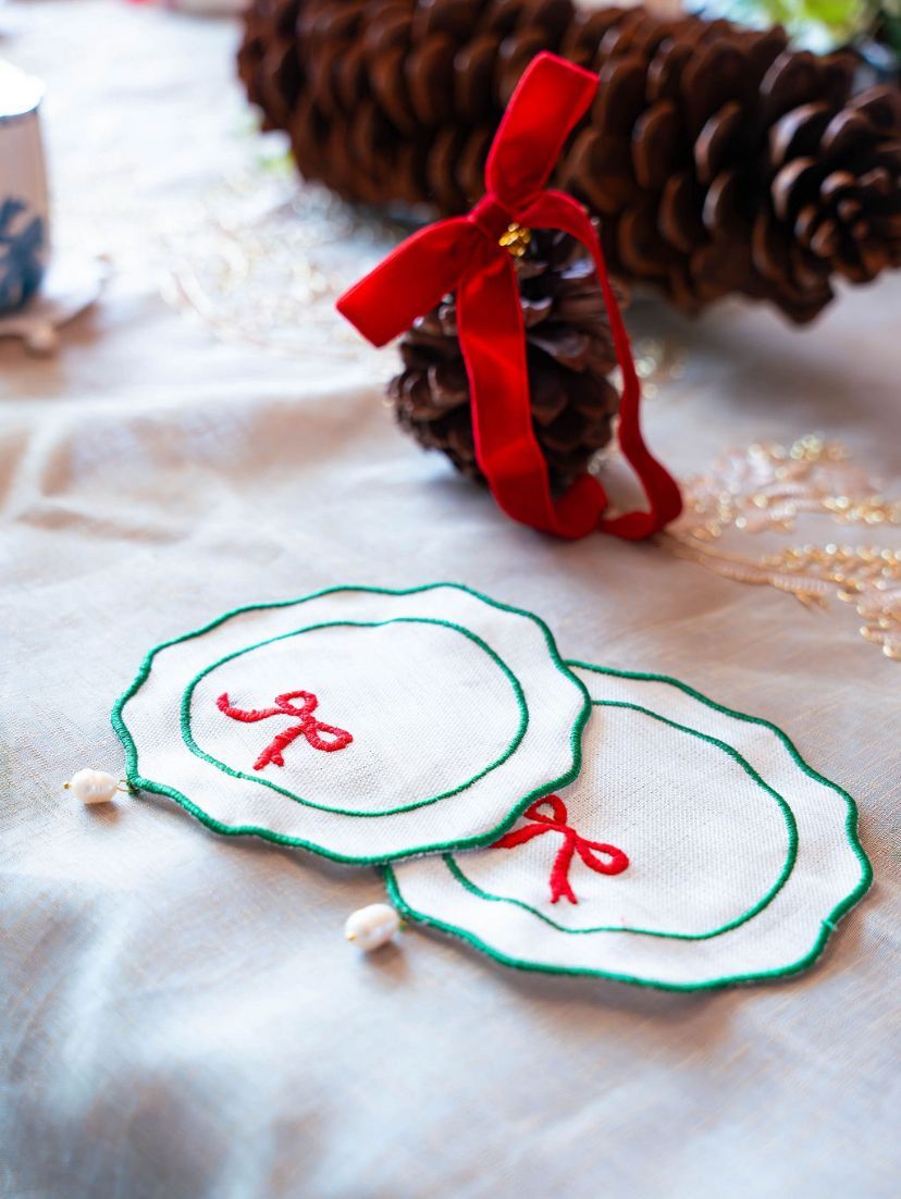 Set posavasos lazos rojos I