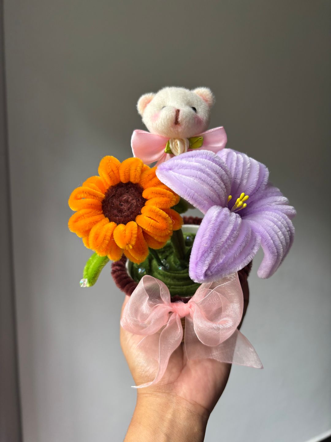 Flower pot with teddy 