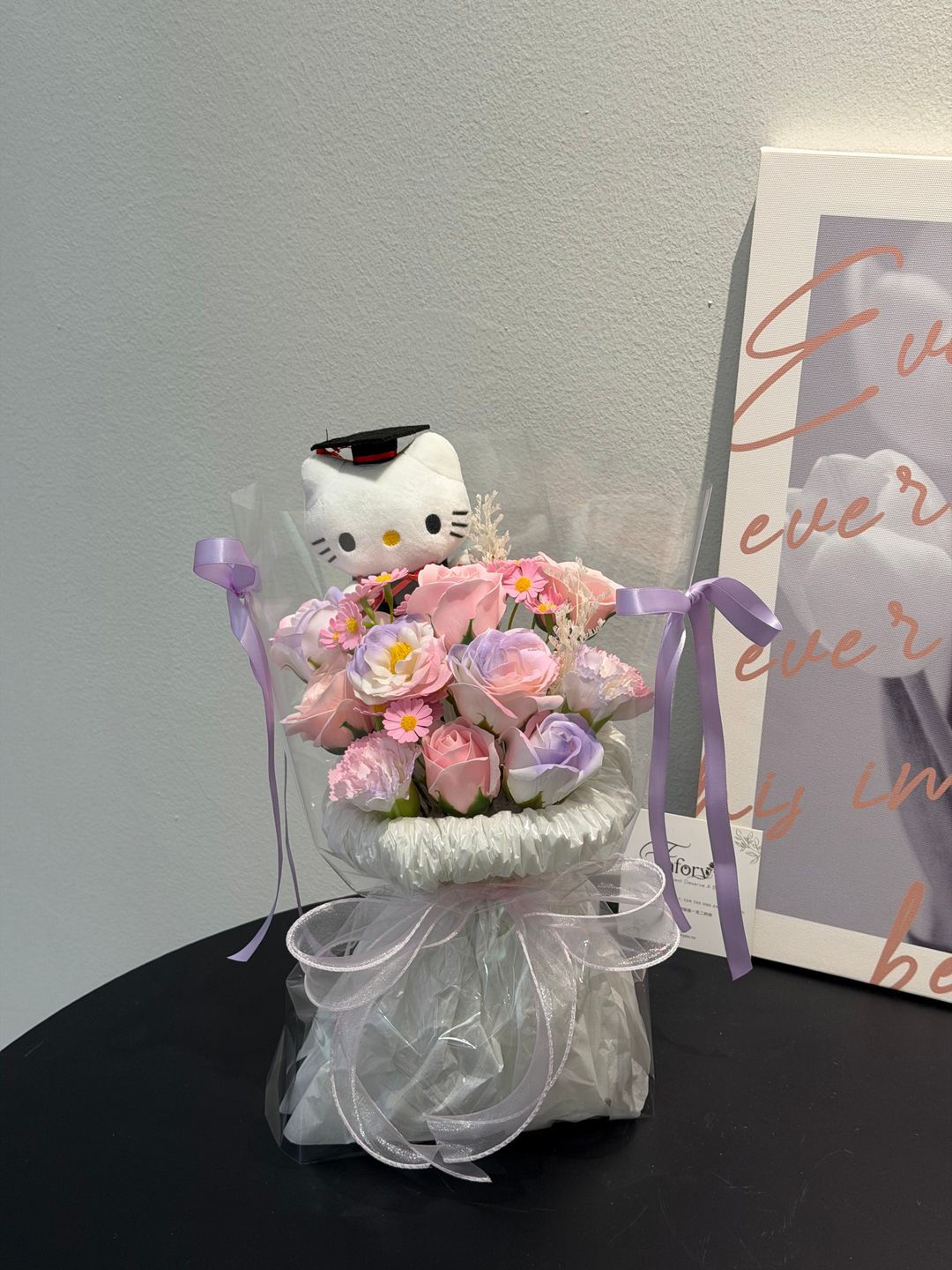 Graduation Kitty Soap Flower Transparent Bouquet