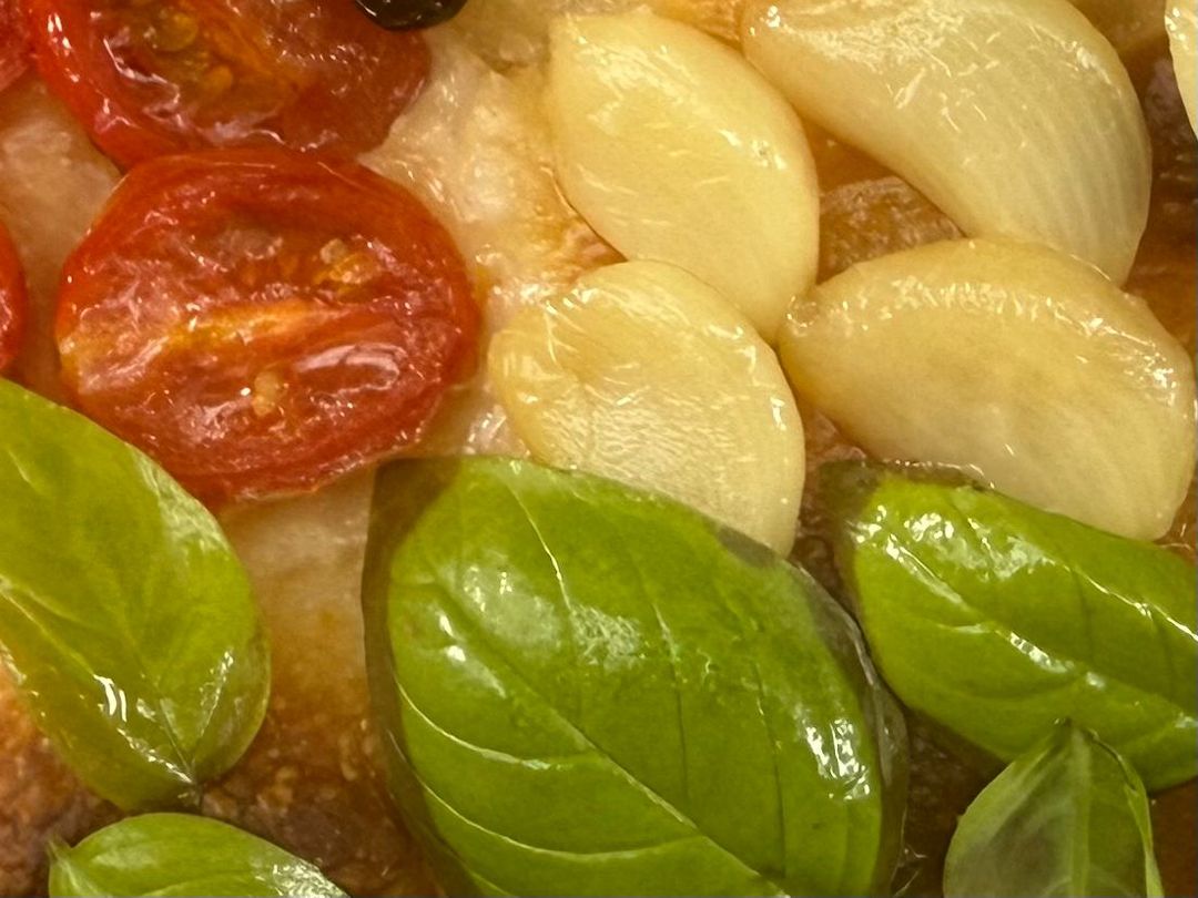 Garlic Confit, Cherry Tomato & Fresh Basil Focaccia