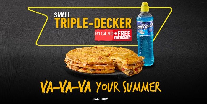 Small Triple-Decker® & Free Energade Sports Drink (Debonairs Pizza)