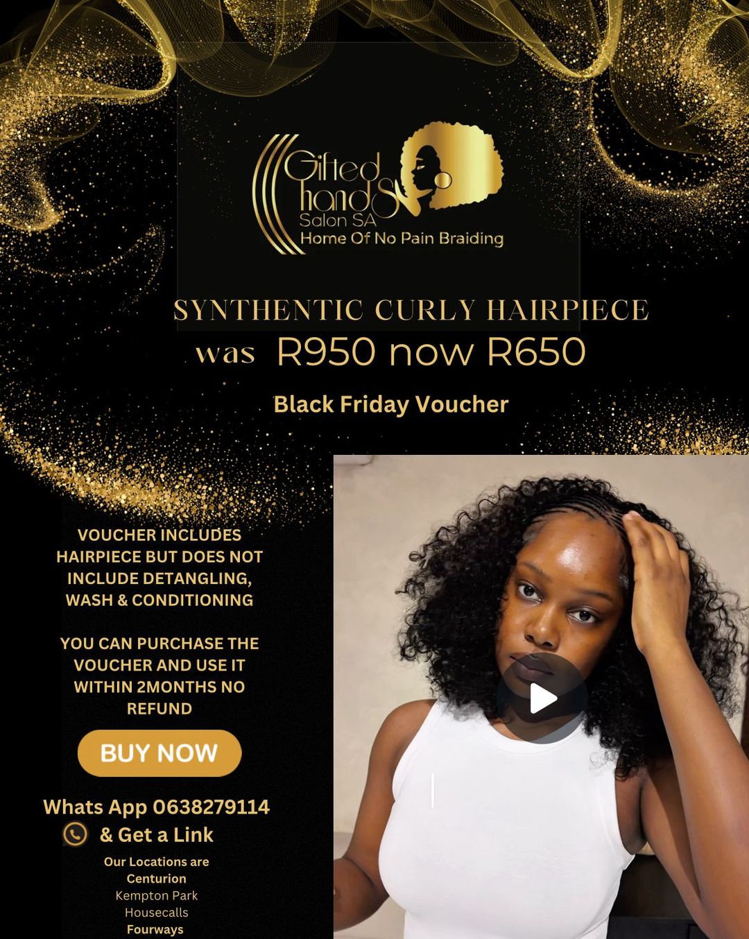 Synthentic Curly Hairpiece - Black Friday Voucher