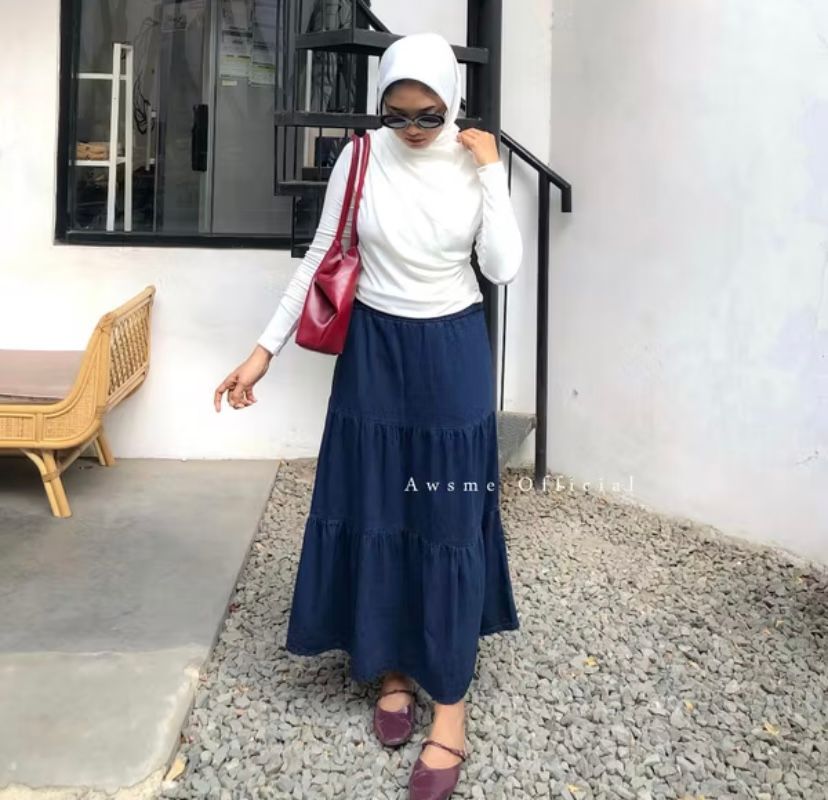 Ara Denim Ruffle Skirt Basic 