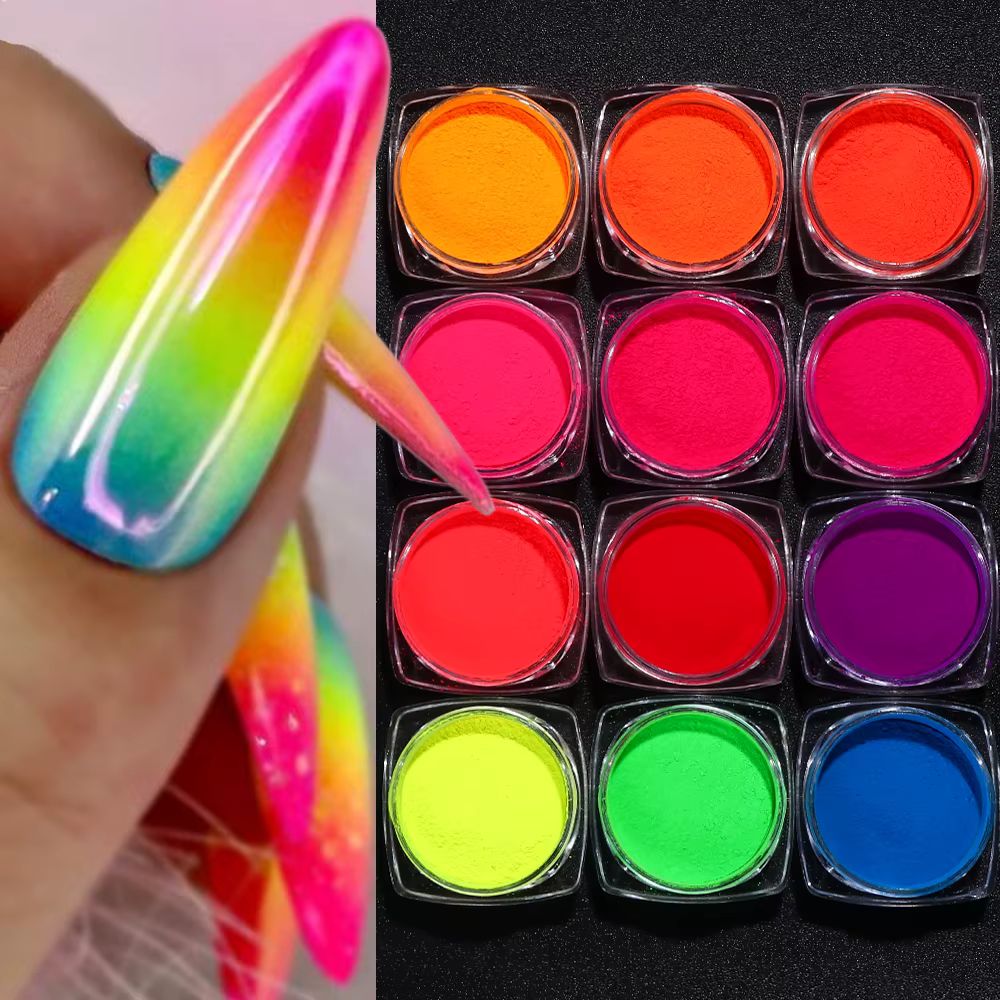 12Pcs Nail Powder Glow In Dark