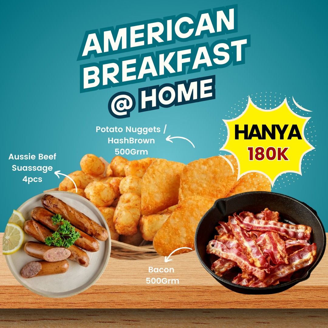 Paket HEMAT American Breakfast (Aussie Beef Sausage+Bacon500gr+McCain500gr)