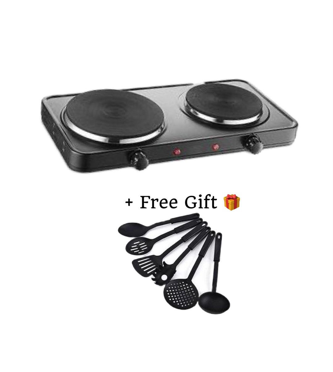 Electric Hot Plate_ Double Burner & free 6 Pcs Non Stick Spoon