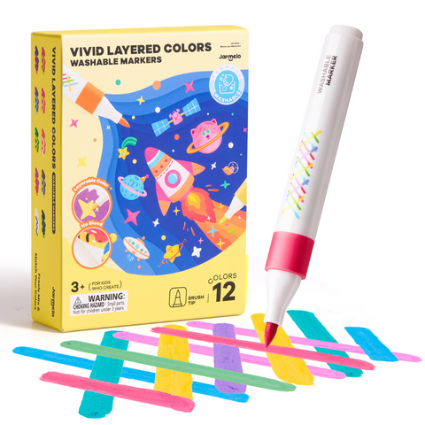 Jar Meló – Fine Tip Vivid Washable Markers (12 Colours)