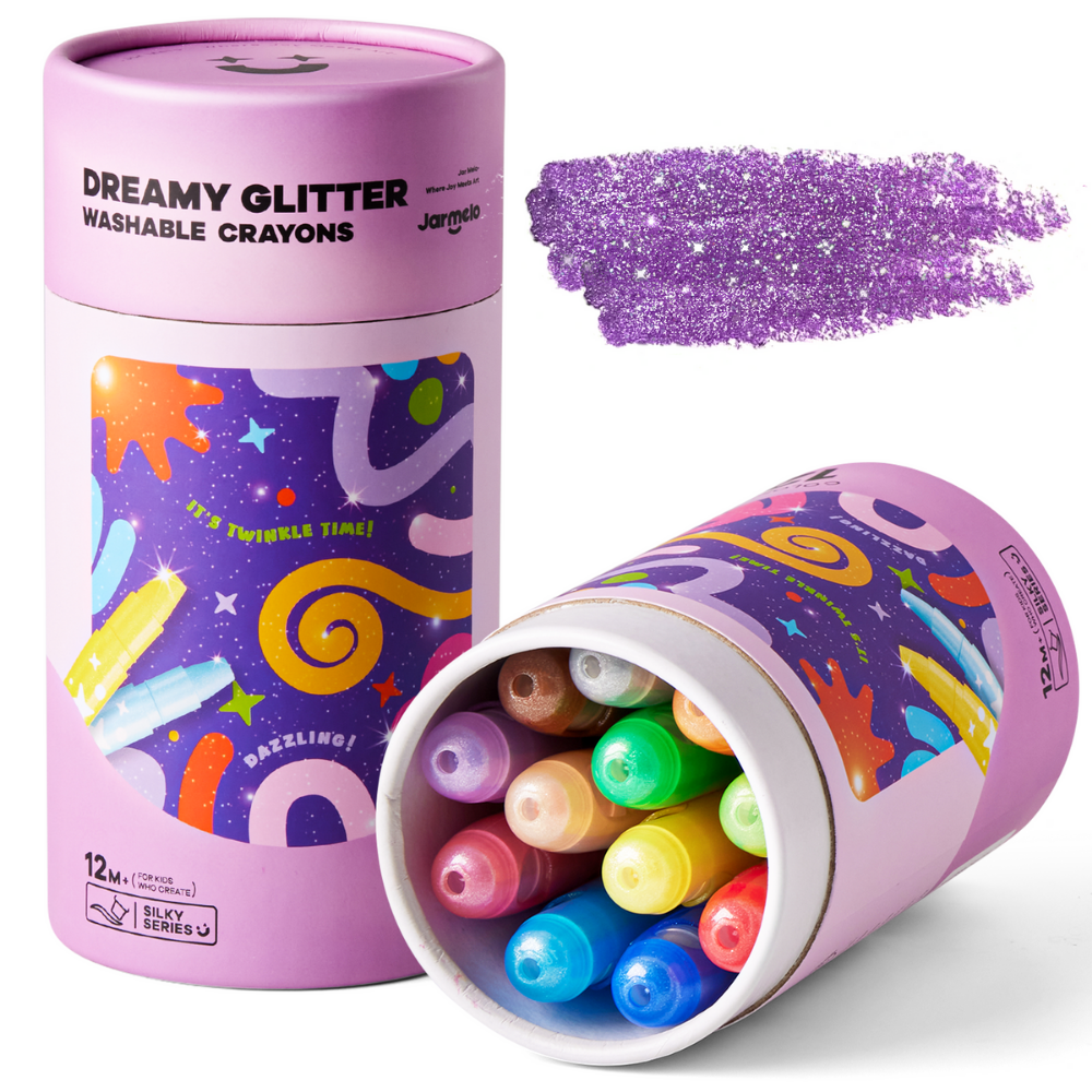Jar Meló Twistable Silky Washable Glitter Crayons (12 Colours)