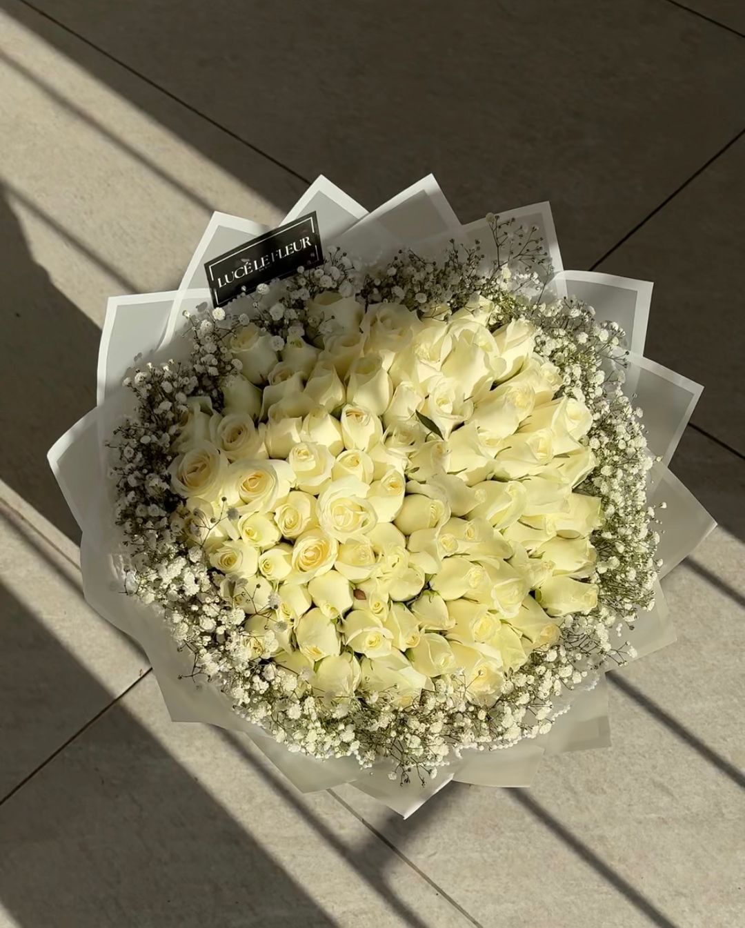 White Rose Bouquets With Baby’s Breath/Gyp 