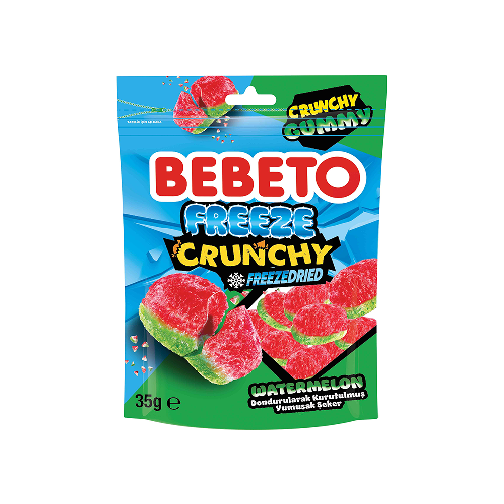 Bebeto Freeze Crunchy Karpuz Aromalı Yumuşak Şeker (35 g)