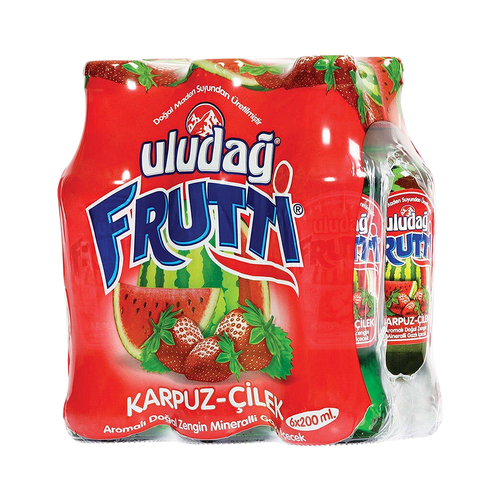 Uludağ Frutti Karpuz - Çilek Aromalı Maden Suyu (6 x 200 ml)