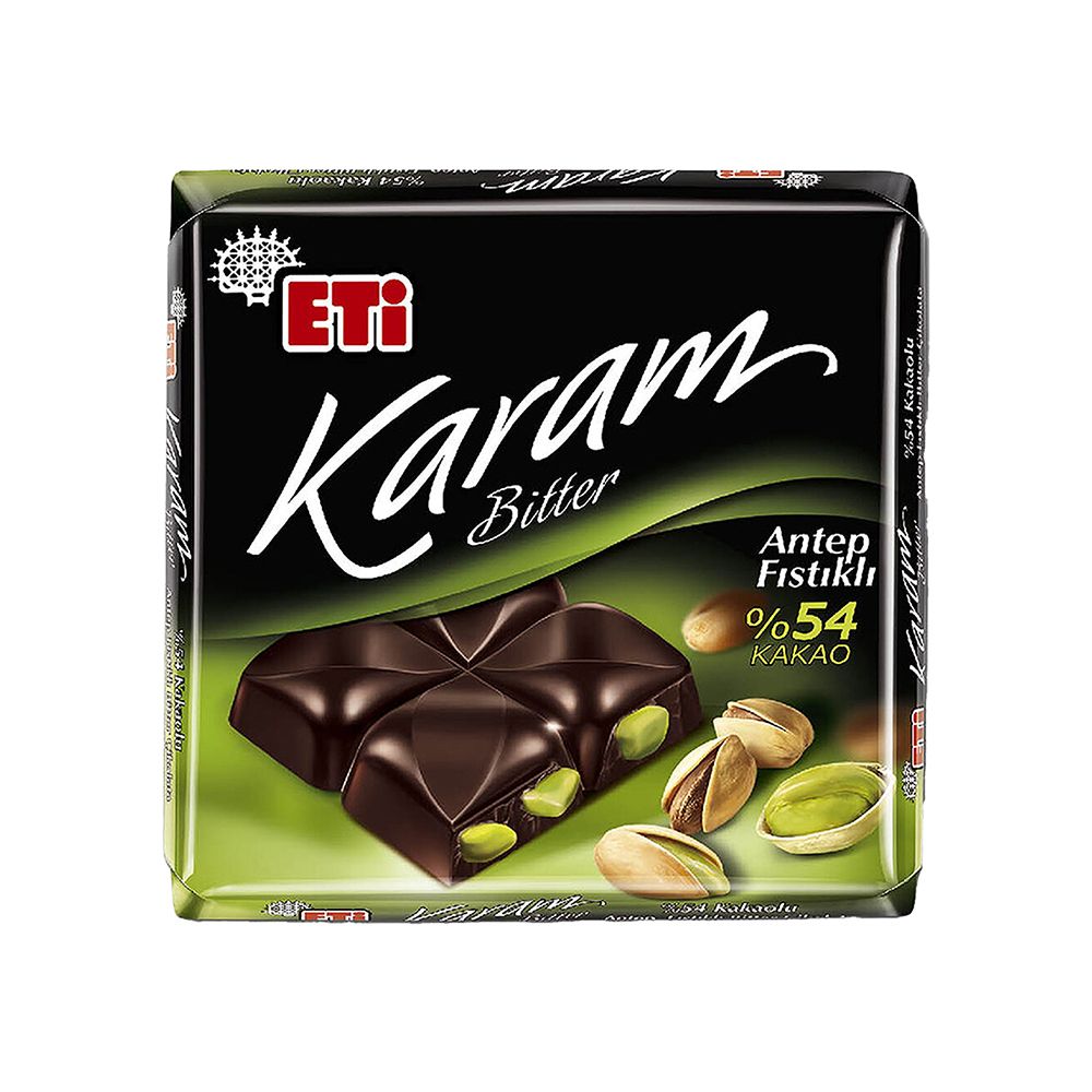 Eti Karam %54 Kakaolu Antep Fıstıklı Bitter Çikolata (60 g)