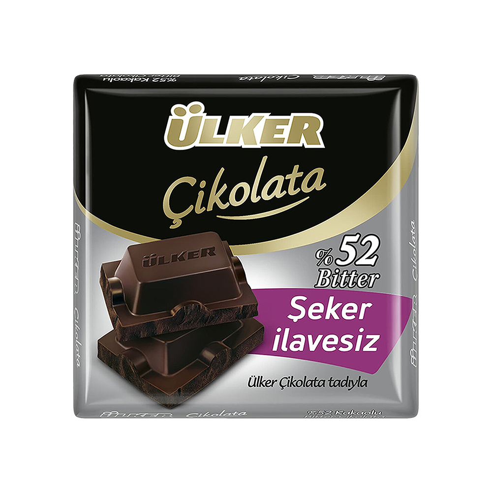 Ülker Kare %52 Bitter Çikolata Şekersiz (60 g)