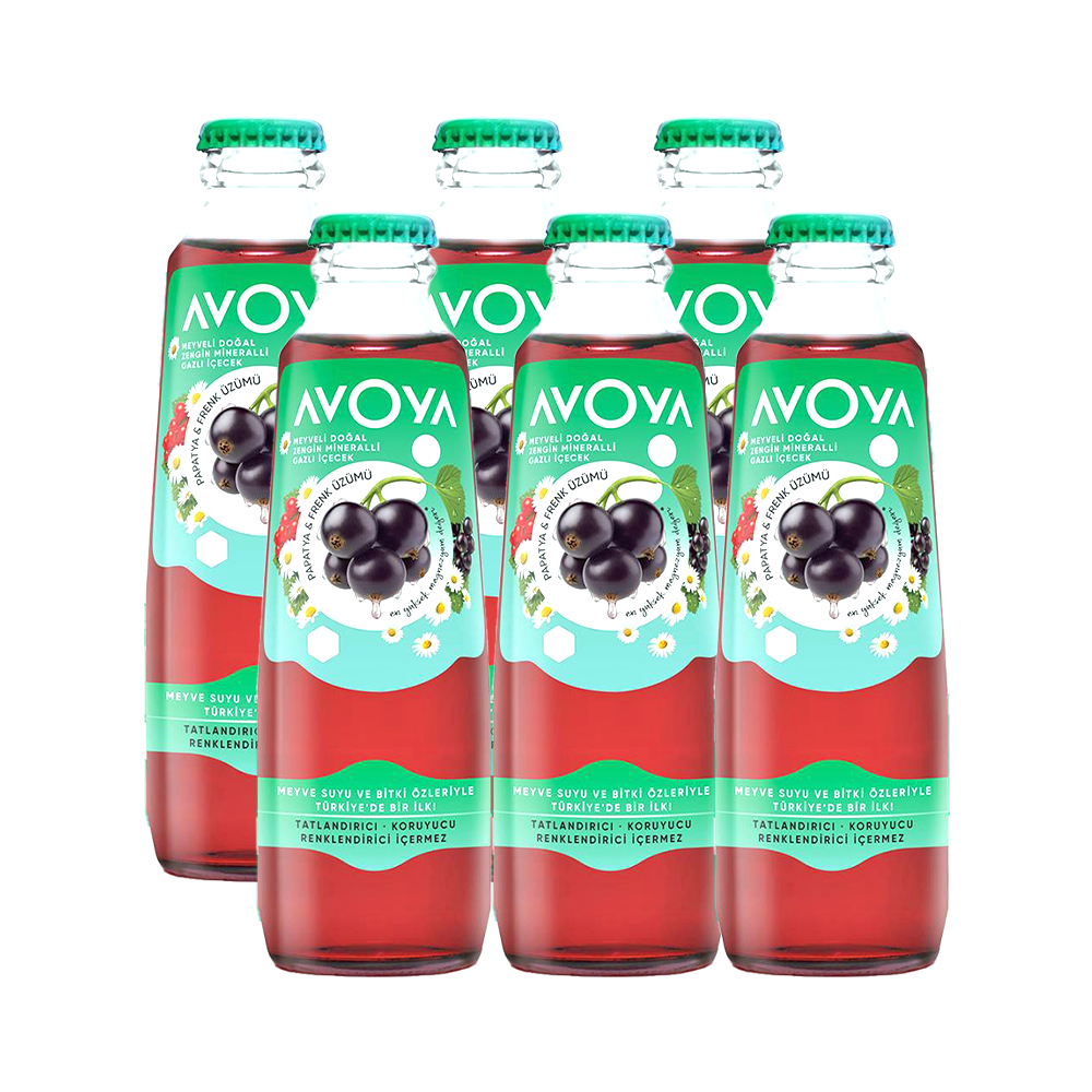 Avoya Papatya & Frenk Üzümü Aromalı Mineralli Gazlı İçecek (6 x 200 ml)