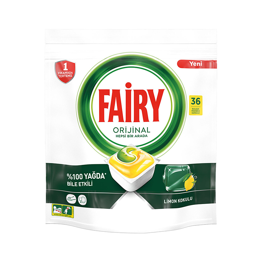 Fairy Hepsi Bir Arada Limon Kokulu Bulaşık Makinesi Deterjanı Kapsülü (36'lı)