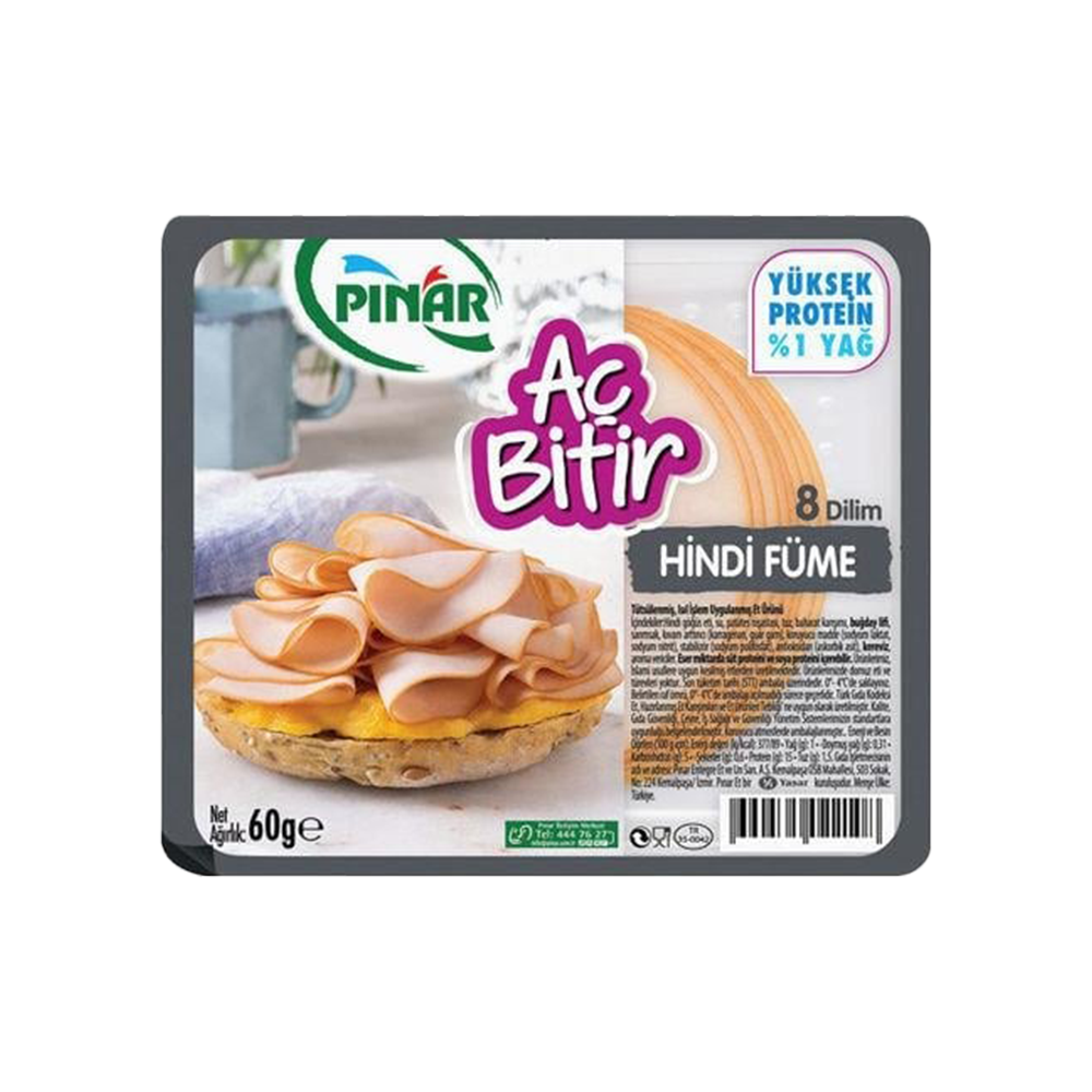 Pınar Aç Bitir Büyük Dilim Hindi Füme (60 g)