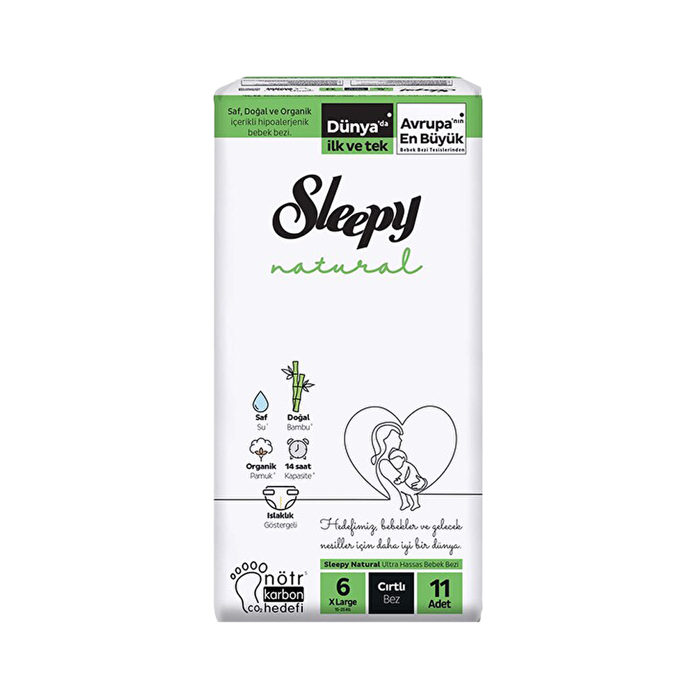 Sleepy Natural Kompakt Bebek Bezi XL (11'li)