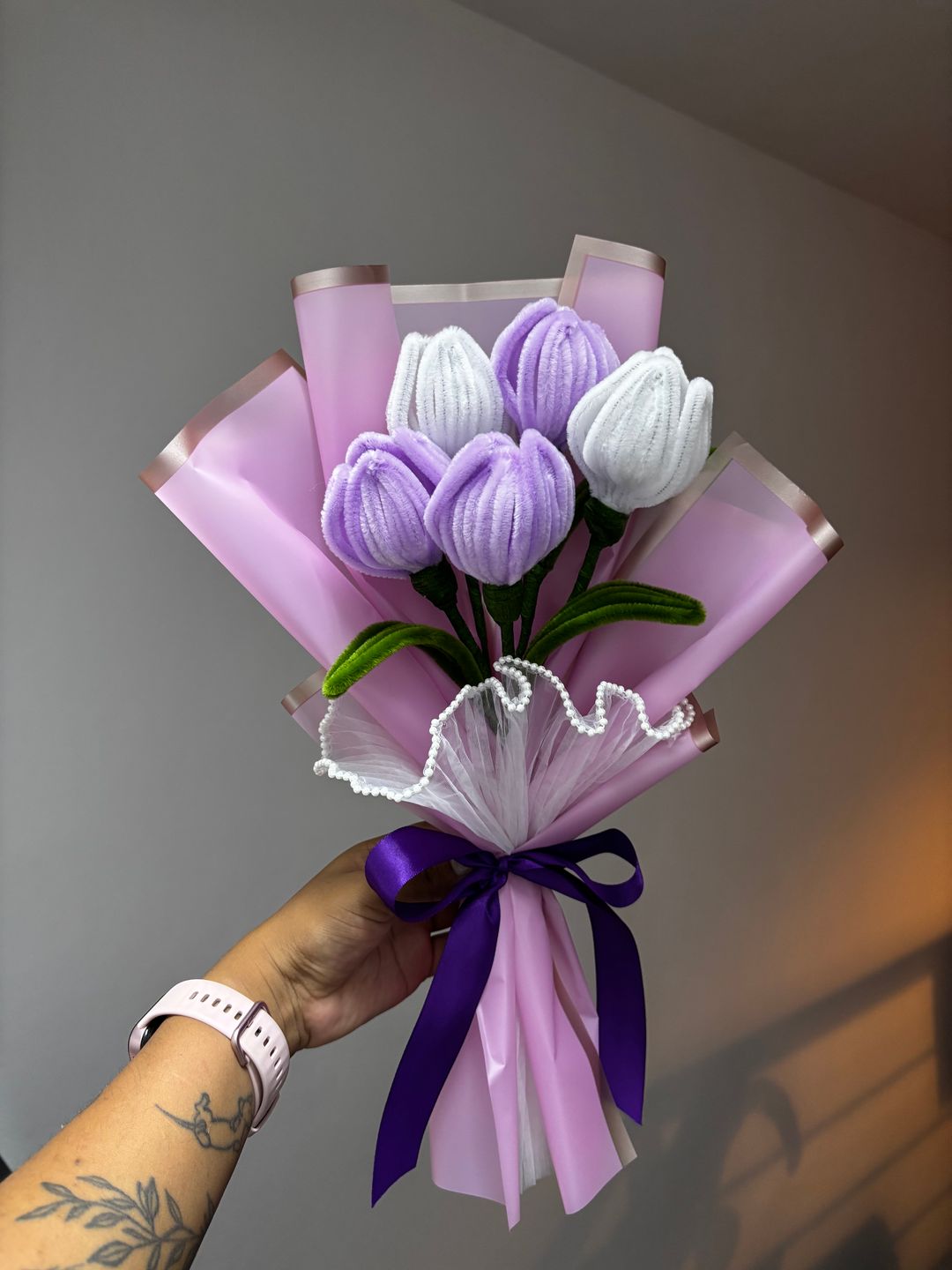 Purple tulips bouquet