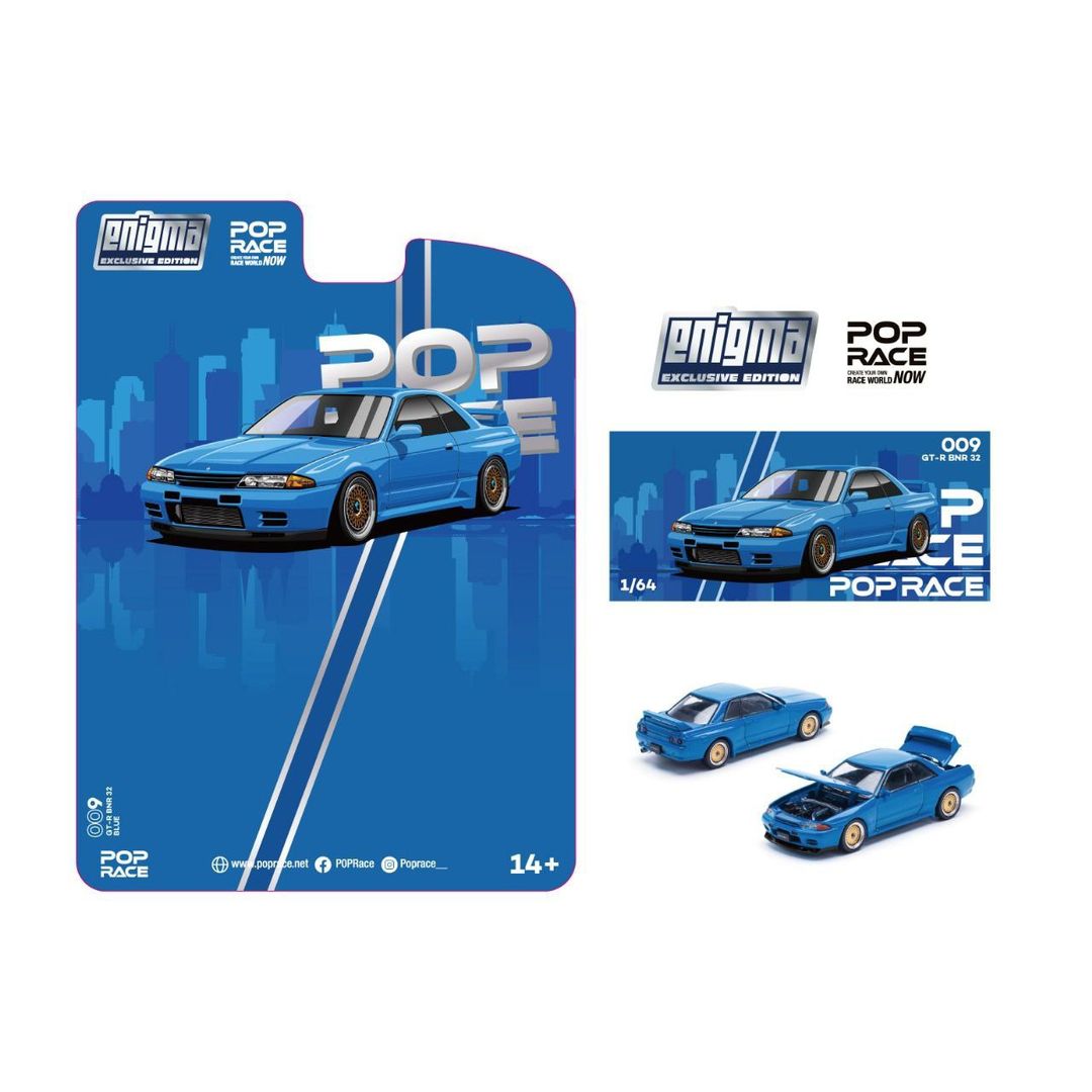 POP RACE MODEL 1/64 NISSAN SKYLINE R32 - BAYSIDE BLUE