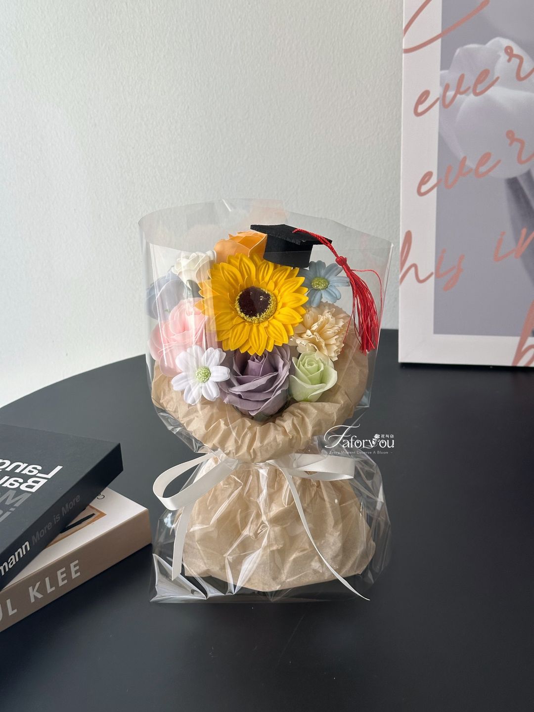 (G002) Graduation Sunflower Transparent Bouquet   