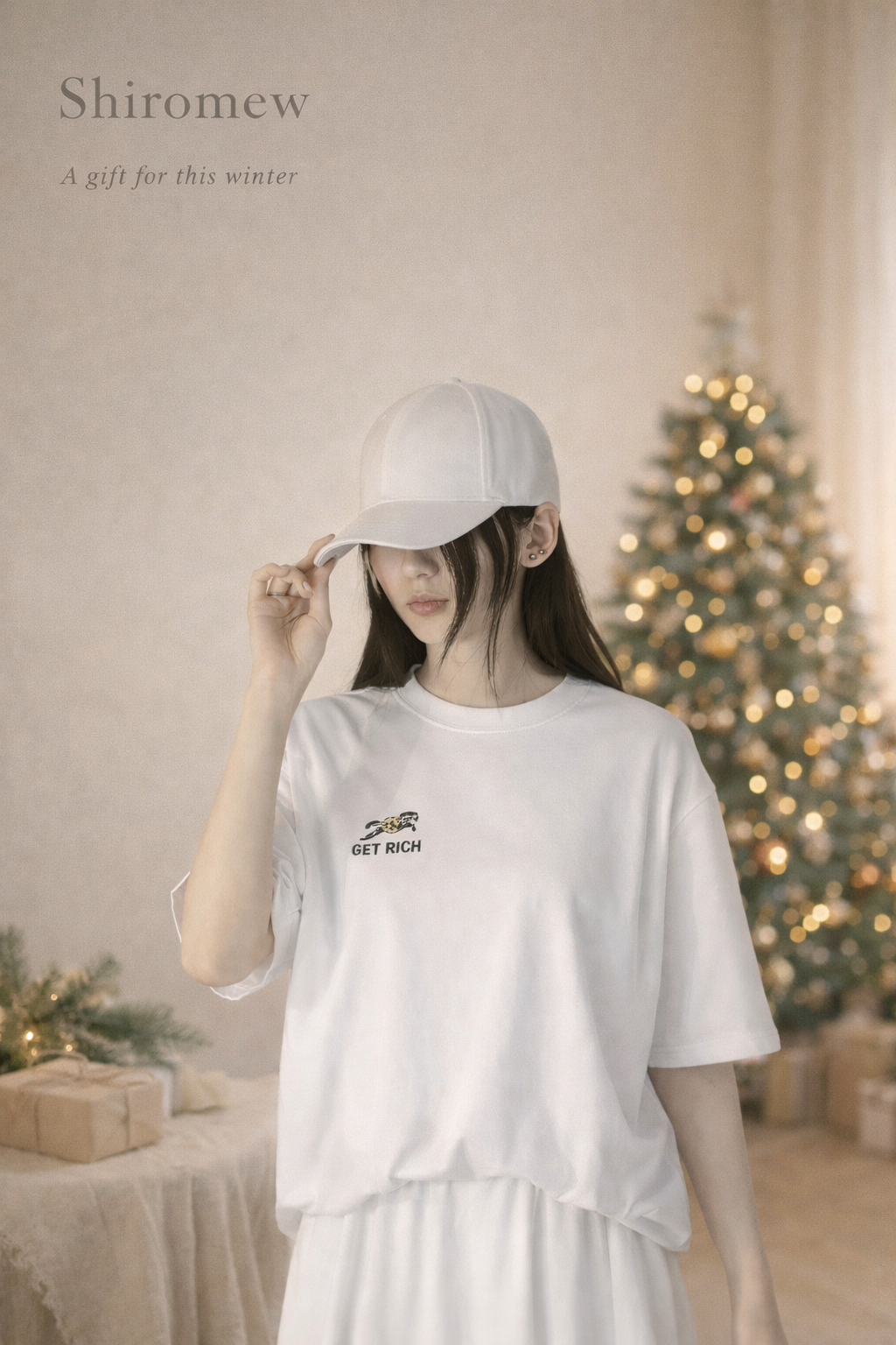 🤍 Dress Set — Quiet Fortune Series ✨ A complete dress set featuring a white “Get Rich” logo T-shirt (surname can be added), paired with a dress and cap.