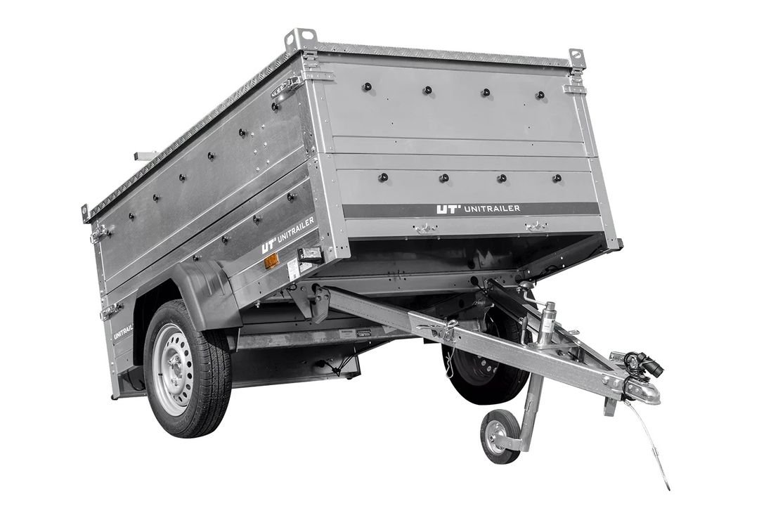 Remorque légère 200×125 UNITRAILER GARDEN 201 KIPP avec côtés BIS et couverture en aluminium