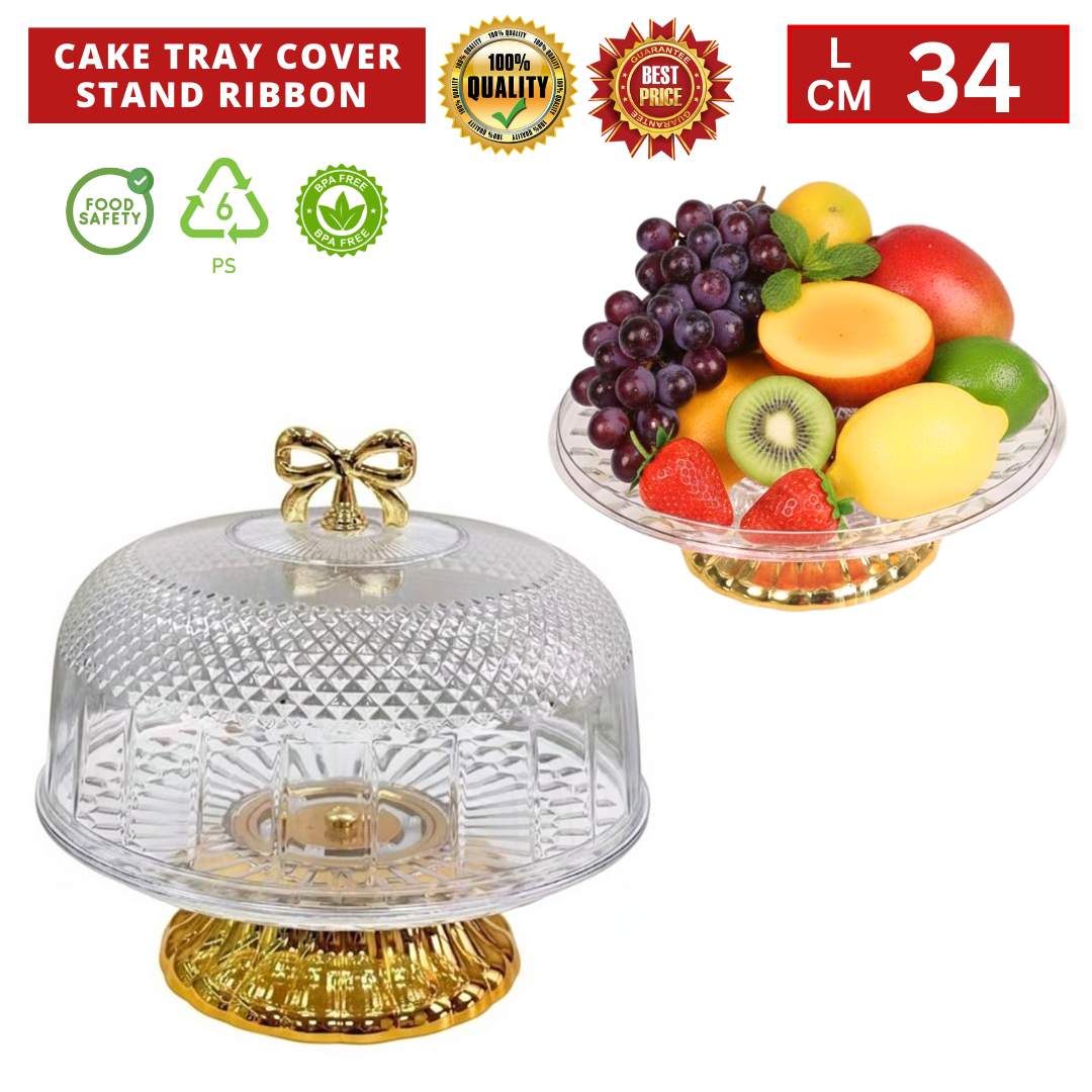 CAKE TRAY COVER STAND RIBBON 34CM