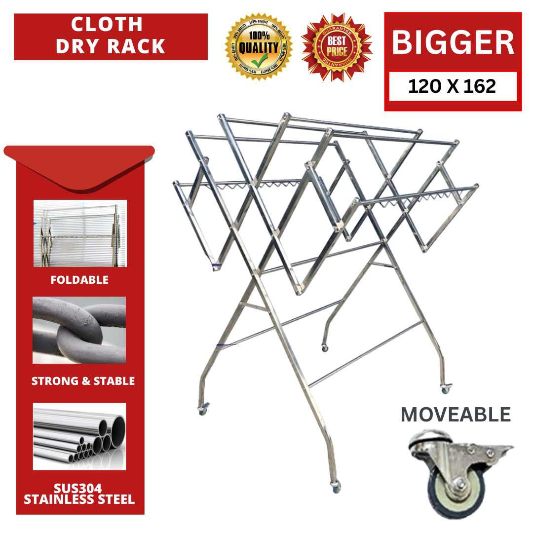 120CM UPGRADE STAINLESS STEEL CLOTH DRY RACK (PENYIDAI BAJU)