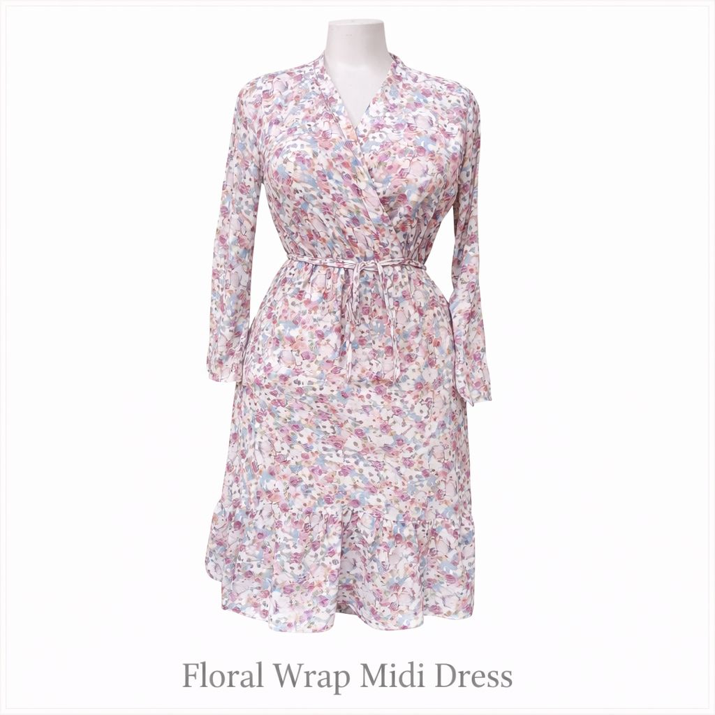 Floral Wrap Midi Dress