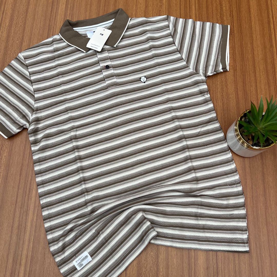 EVO JEANS STRIPED CLUB TEE  - L BROWN