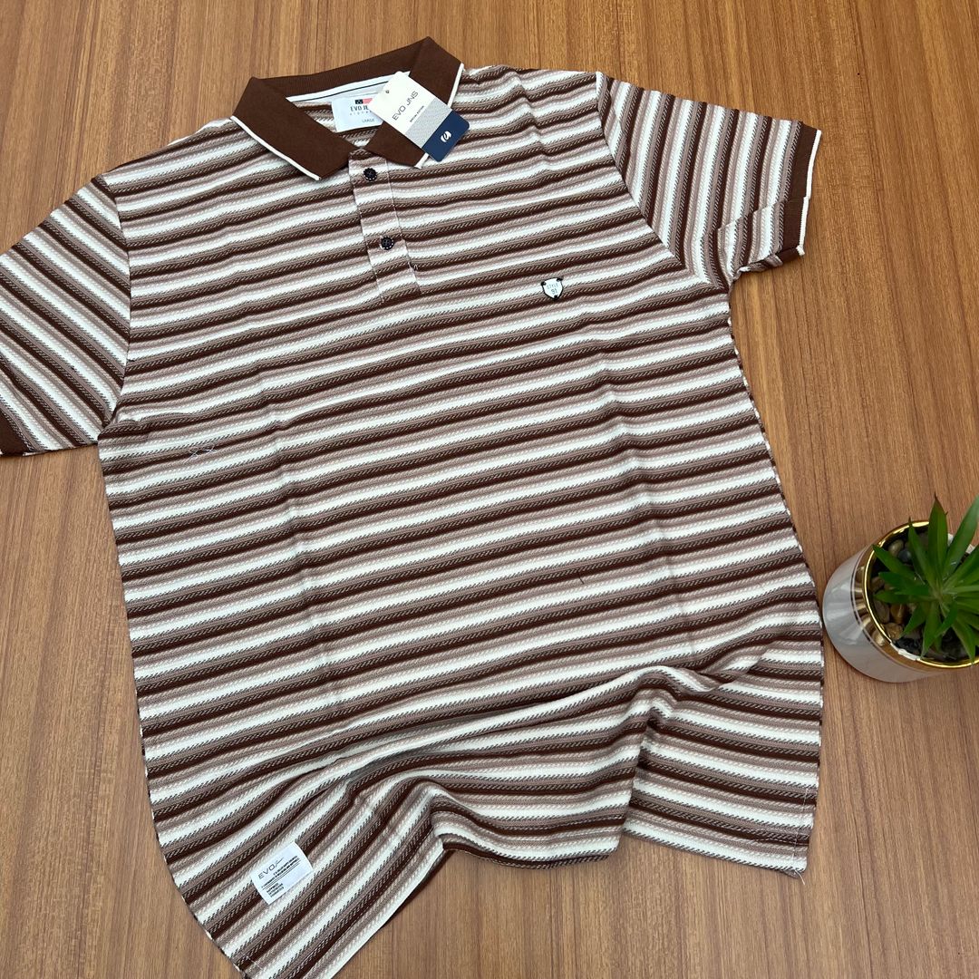 EVO JEANS STRIPED CLUB TEE  - D BROWN 