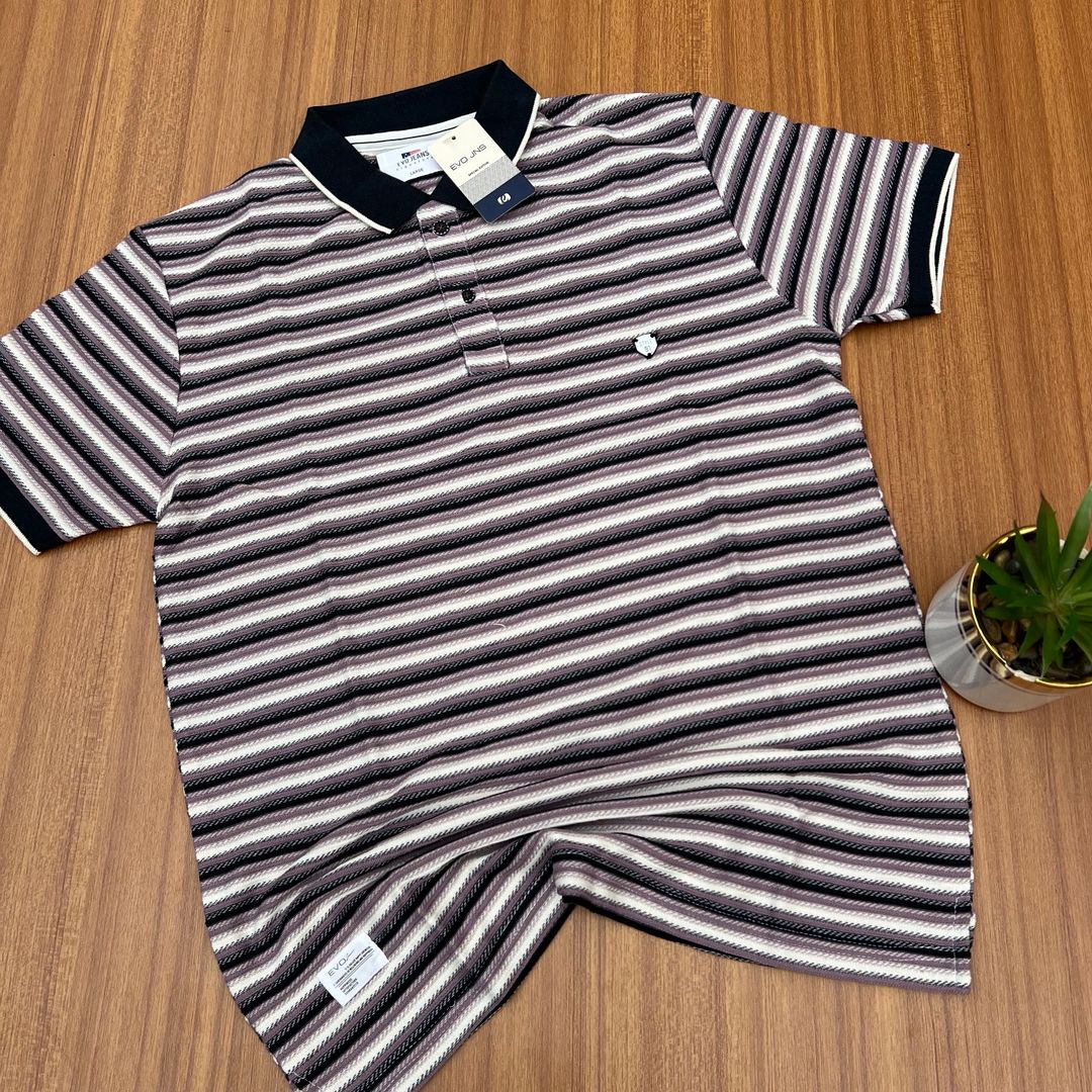 EVO JEANS STRIPED CLUB TEE  - VIOLET