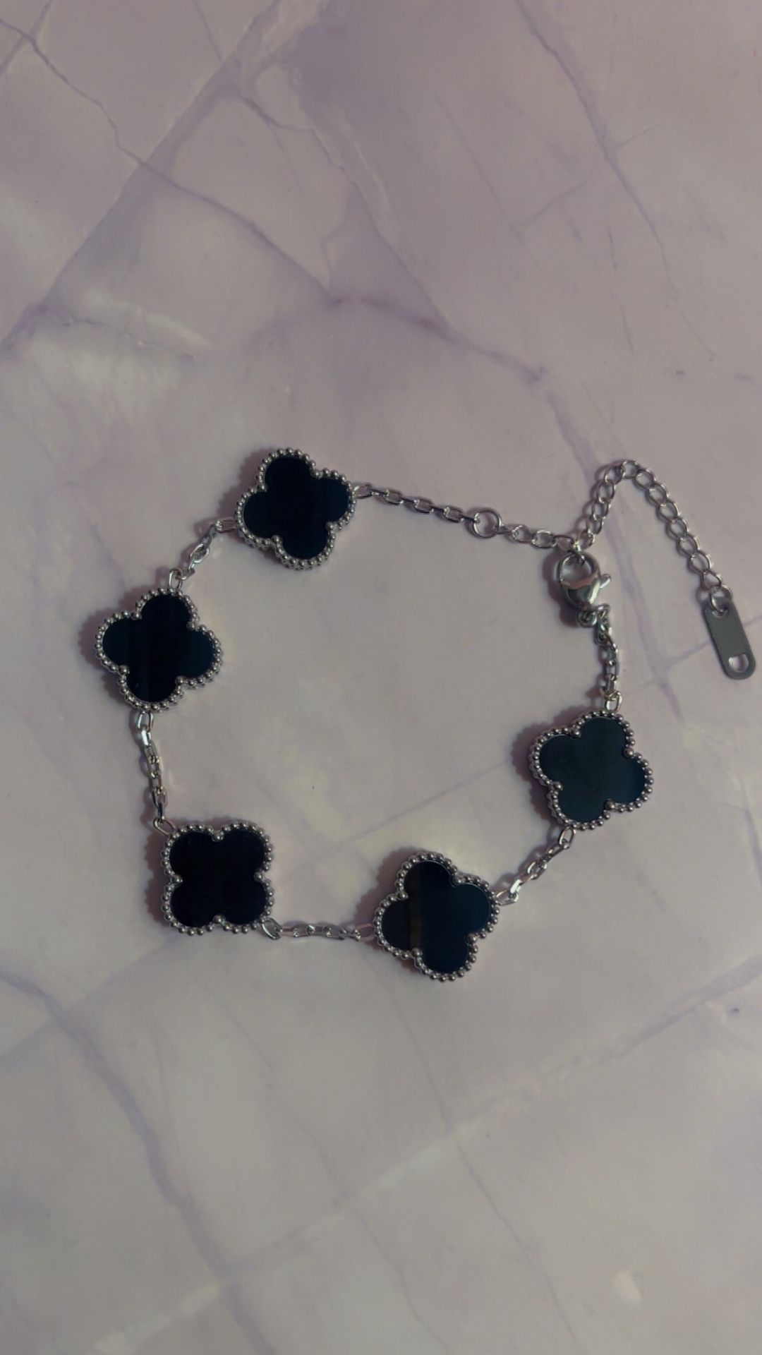 Black & Silver Clover Bracelet 