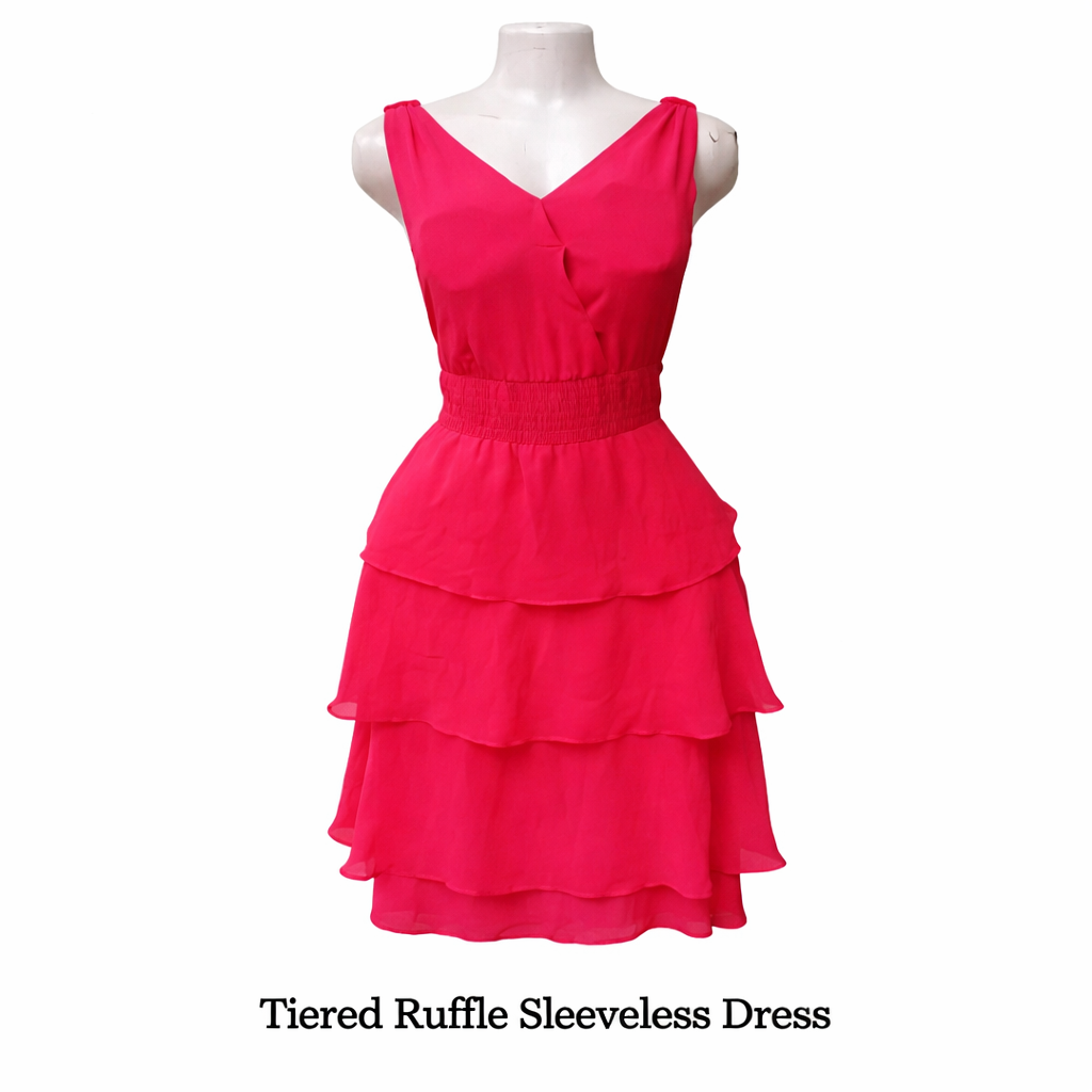 Vibrant pink tiered ruffle Dress