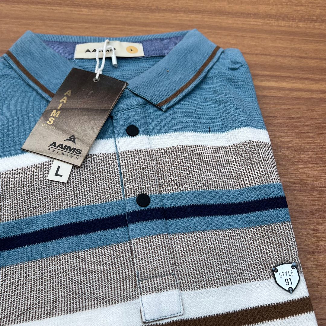 AAIMS PREMIUM STRIPPED CLUB TEES - BLUE