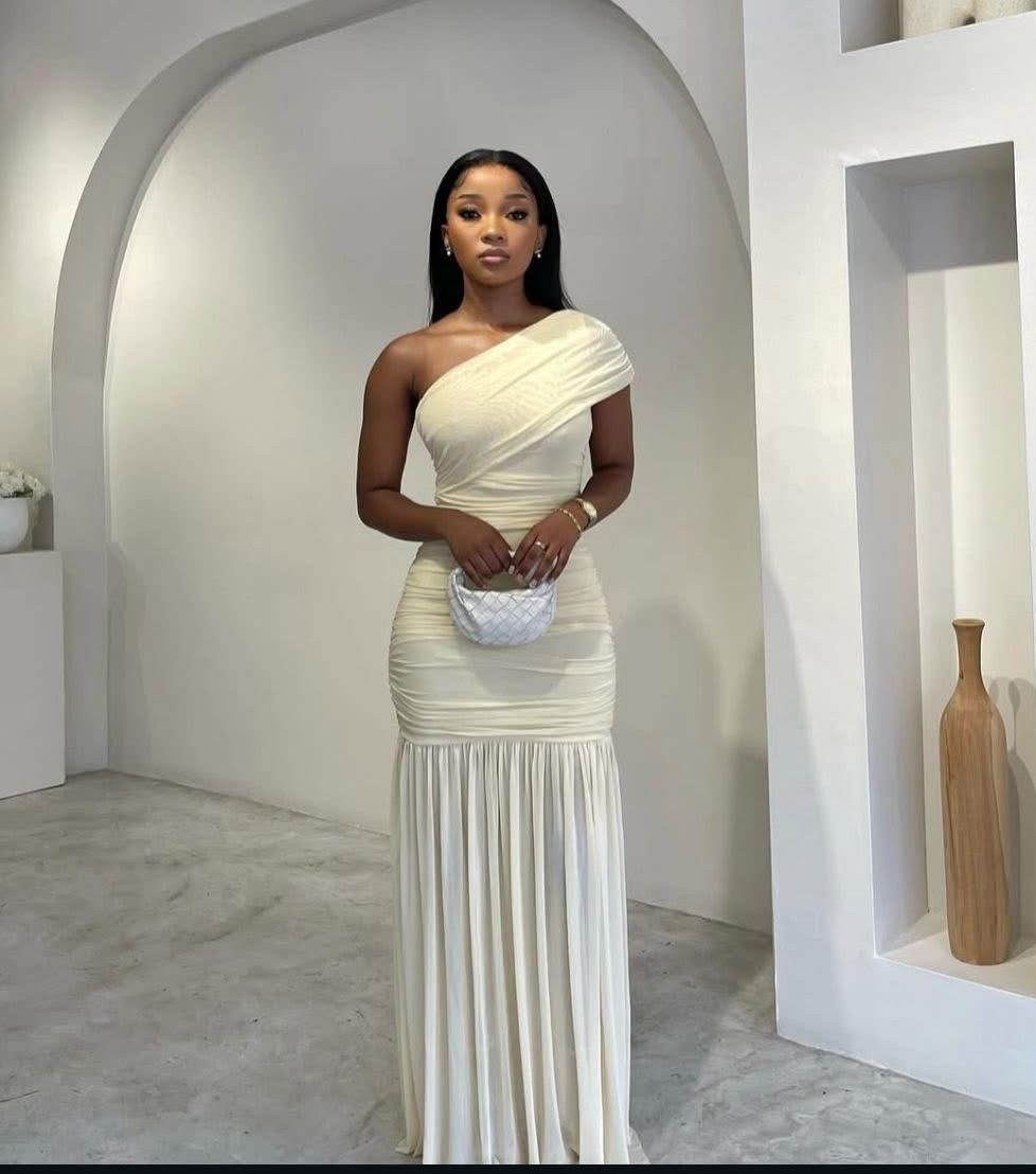 Celestial one shoulder gown