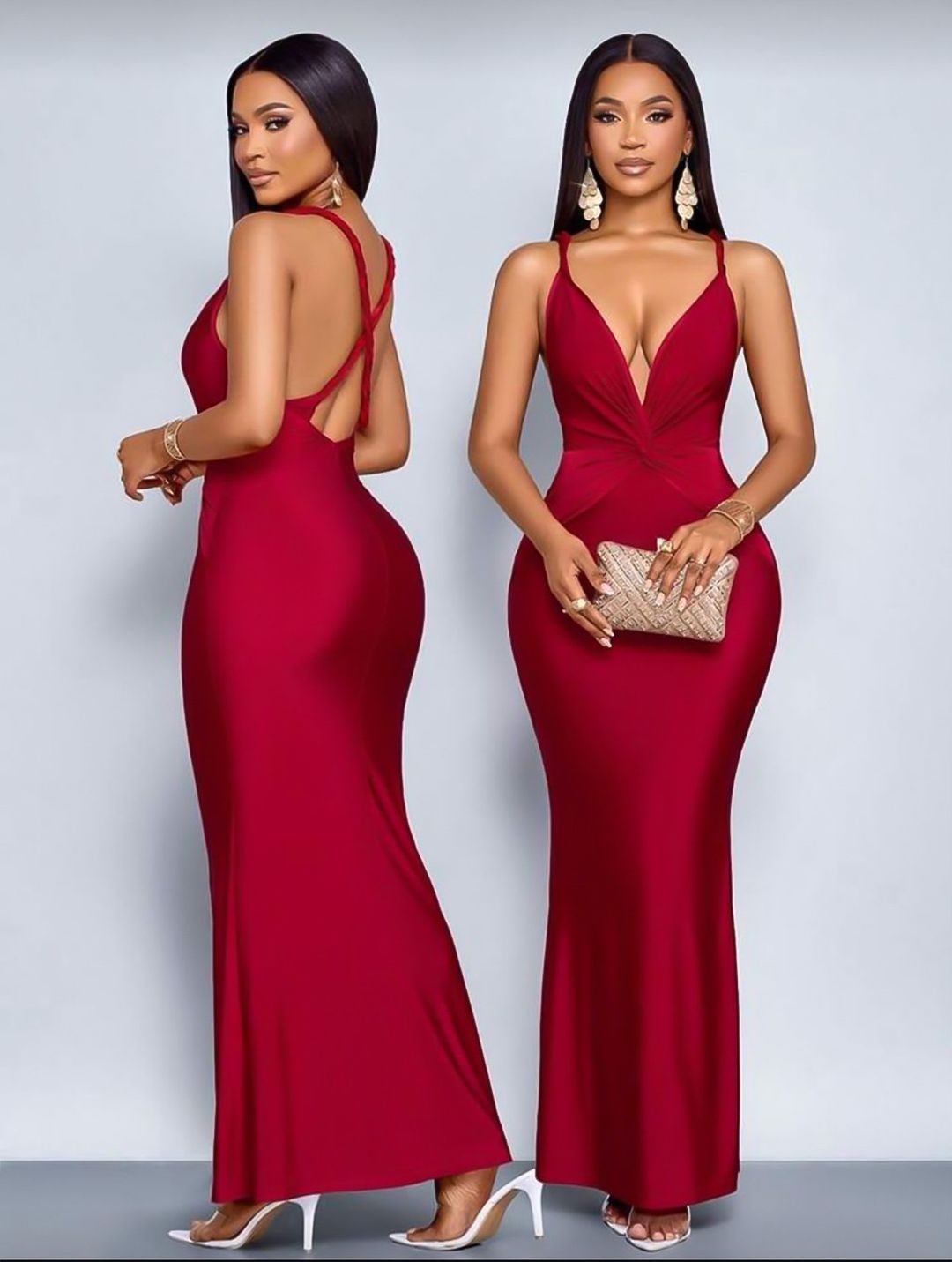 Bare-Back scarlet maxi