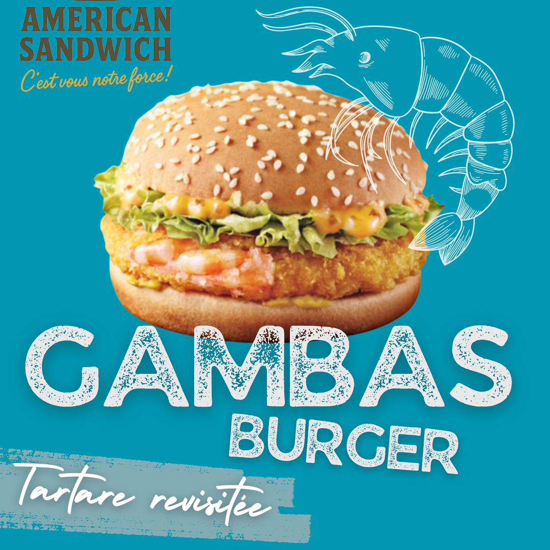 Burger gambas + Frites & Coleslaw